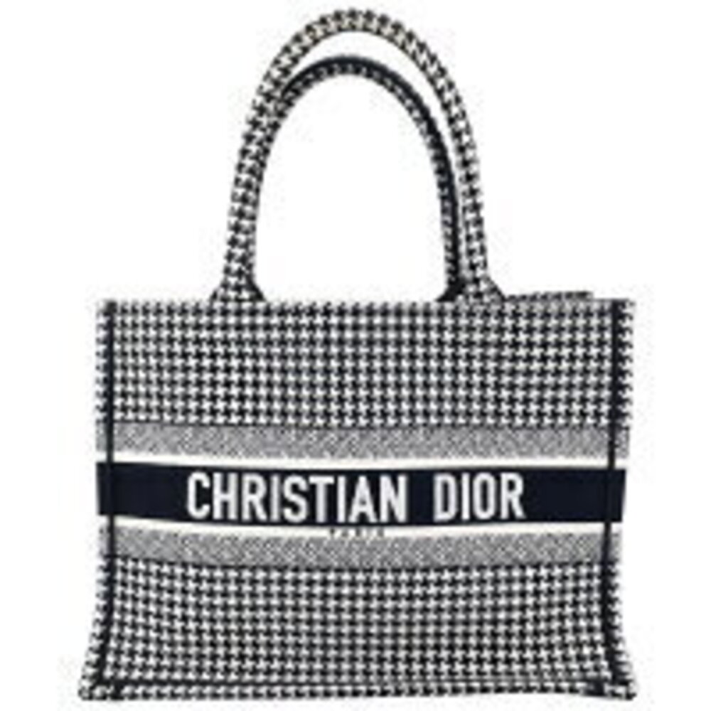Dior Book Tote Houndstooth Monochrome Black White Check Bag MK